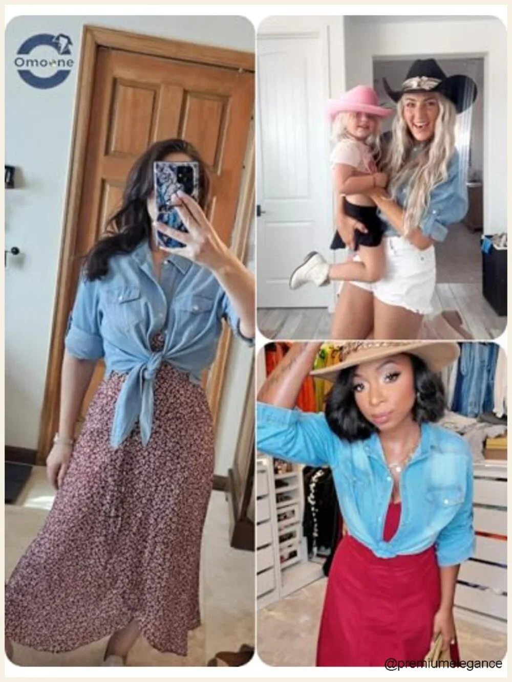 Crop Denim Cardigan Tie Front Shirt Button Down Western Cowgirl Blouse